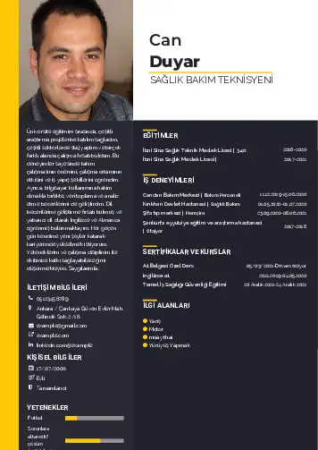 Hasta Bakıcı Cv Örnekleri cv indir